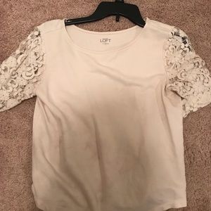 Off white, lace, loft GENTLY loved quarter sleeve